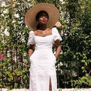 Banana Republic, Linen-Cotton Puff- sleeves dress, size 0